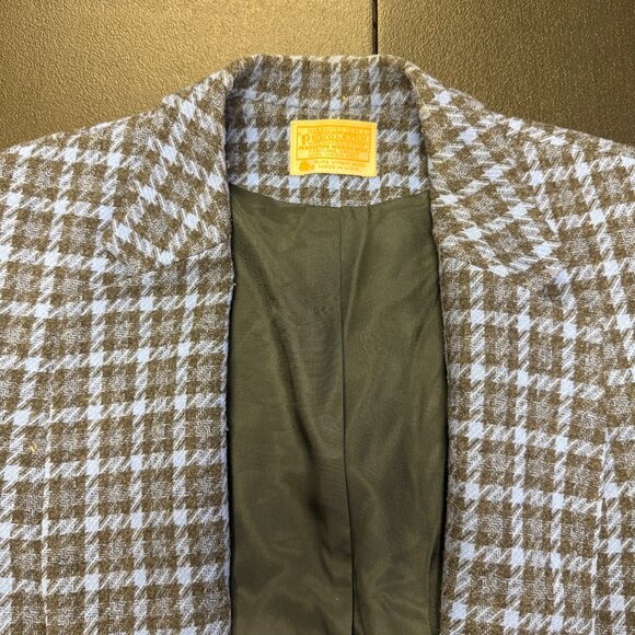 VTG Pendleton Womens Blue Black Houndstooth Wool Blazer Jacket Size 6 Preppy - Picture 8 of 10